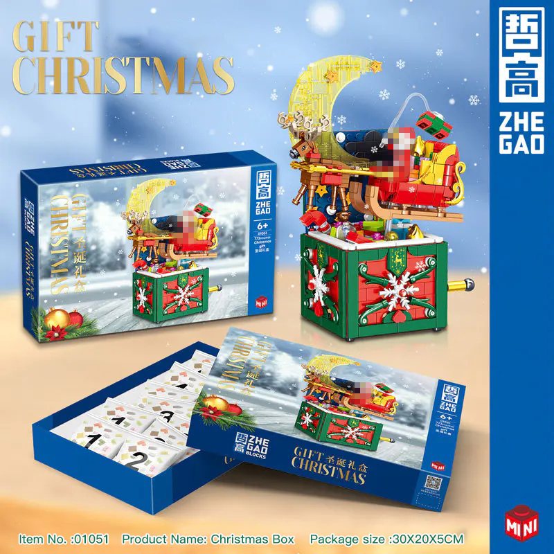 Merry Christmas Gift Box Santa Claus Sleigh ZHEGAO 01051 Creator With 772 Pieces