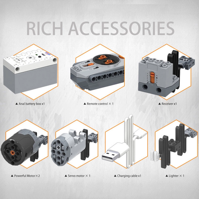 Orange 1:12 Mon-ster Truck Rc Remote Control Car Win-ner 7126 Technician With 1492 Pieces