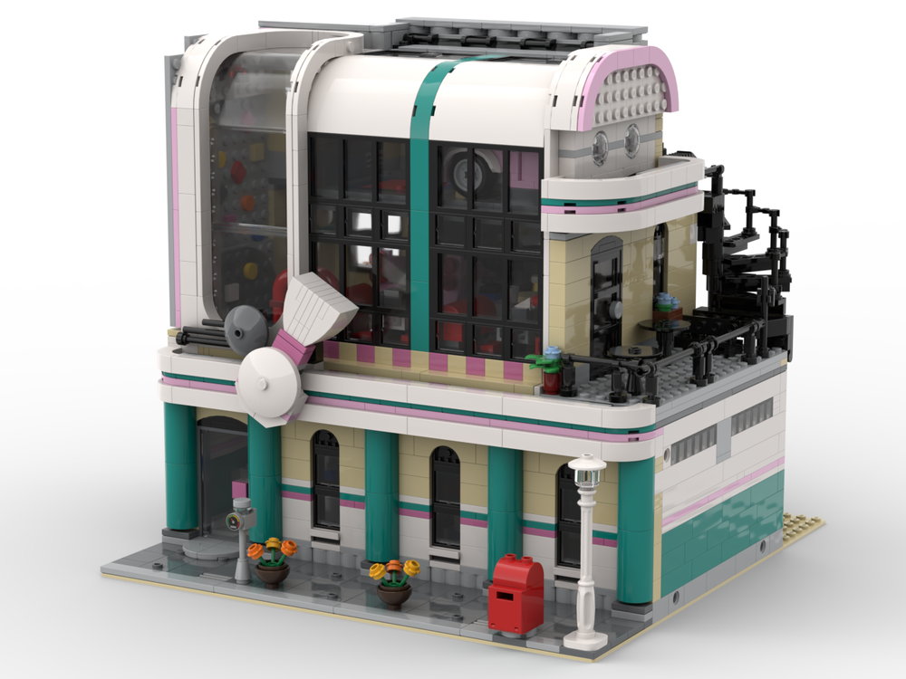 Jim's Bowling Alley & Diner MOC-58435 Buillding Designed by LegoArtisan with 2171 Pieces