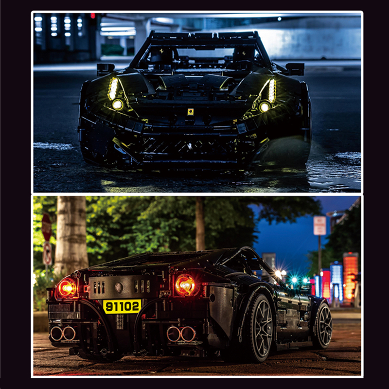 F12 Super Sport Black Racing Car Model RSR Bricks JieStar 91102 Technician With 3097 Pieces 