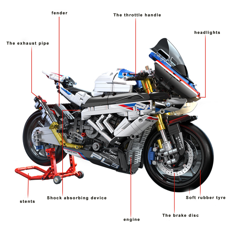 1:5 BMW HP4 Race Motorcycle PANLOS 672102 Technic With 1972pcs