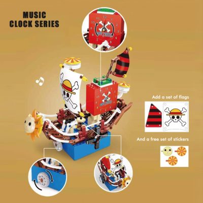 Clock Pirate Ship Music Box CREATOR GAOMISI T2027 with 337 pieces