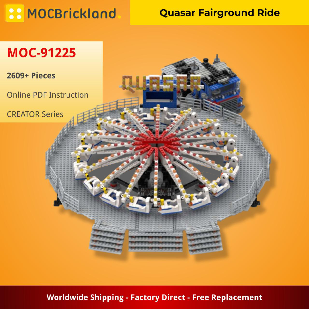Quasar Fairground Ride CREATOR MOC-91225 by Gdale WITH 2609 PIECES