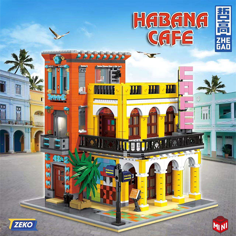Cafe Havana Shining ZHEGAO DZ6020 Modular Building With 3158pcs - MOC Brick  Land