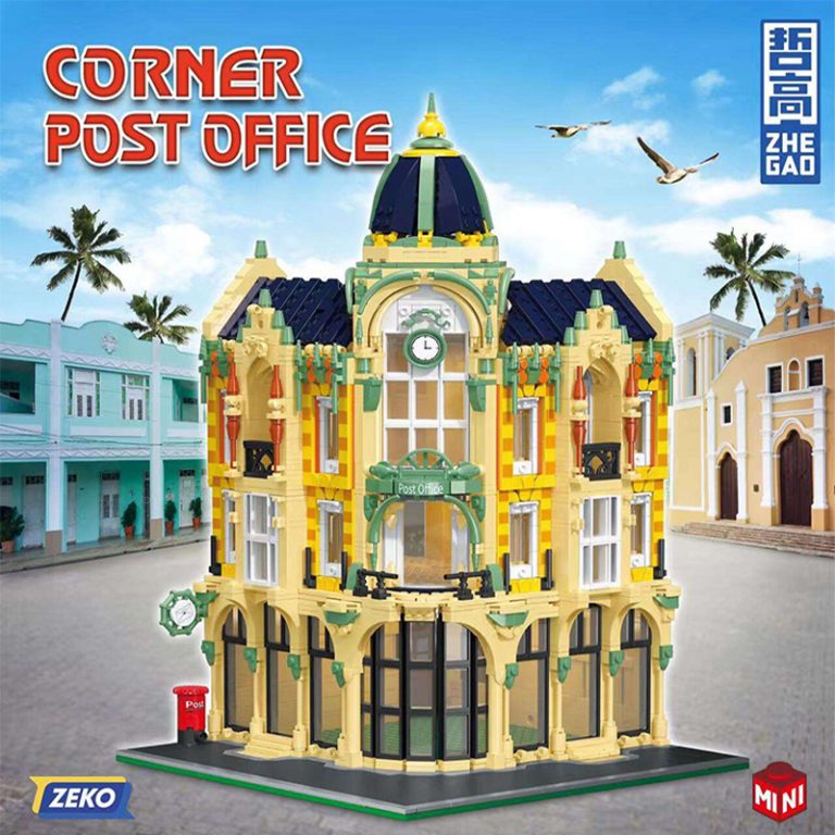Corner Post Office ZHEGAO DZ6023 Modular Buildings With 2285 pcs MOC