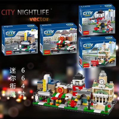 Mini City 4 in 1 Modular Building DECOOL 1101-1104 with 700 pieces