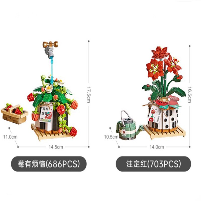 Potted Plants: Destined To Be Red LOZ 1285 Creator With 703pcs