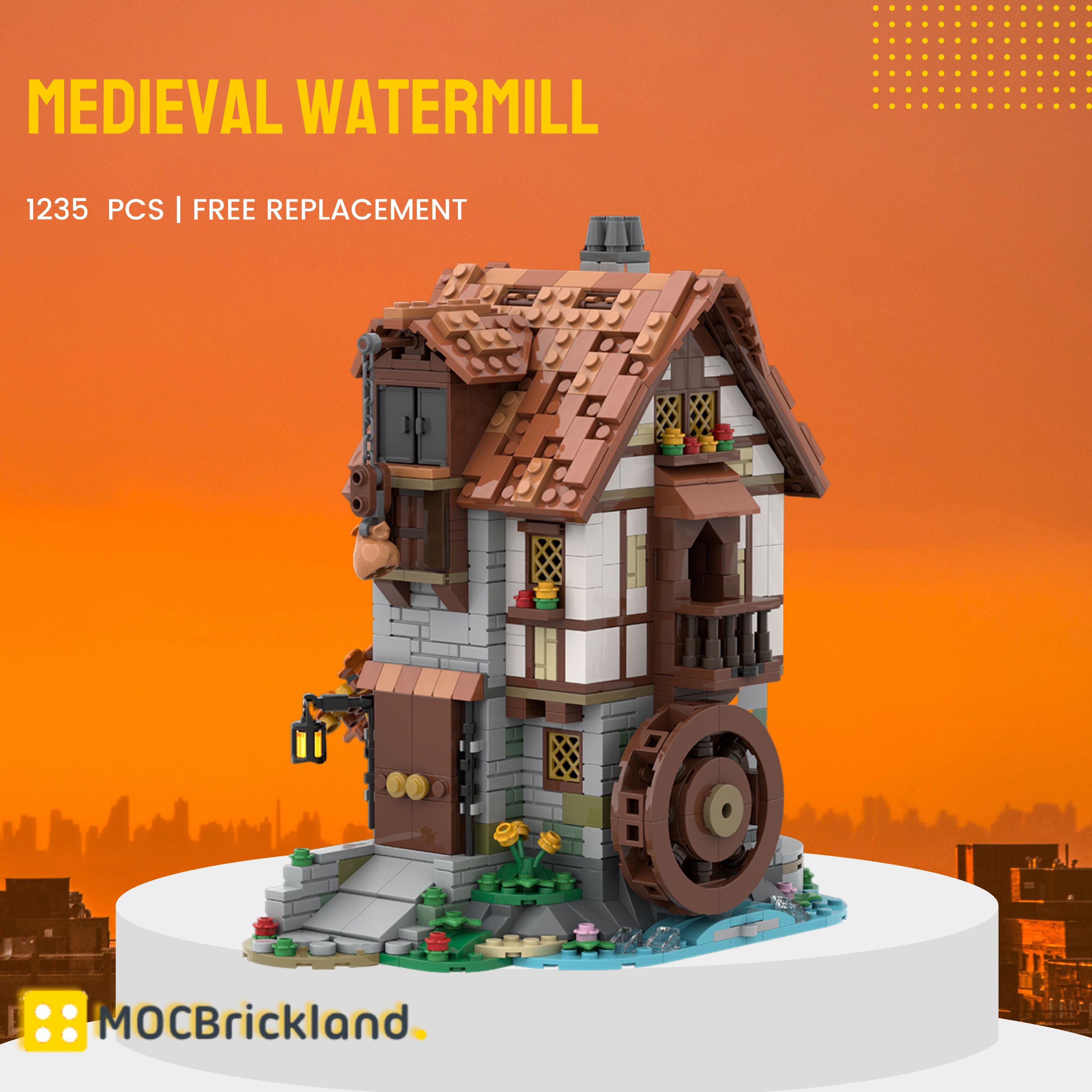 Medieval Watermill MOC-119708 Modular Building With 1235 Pieces