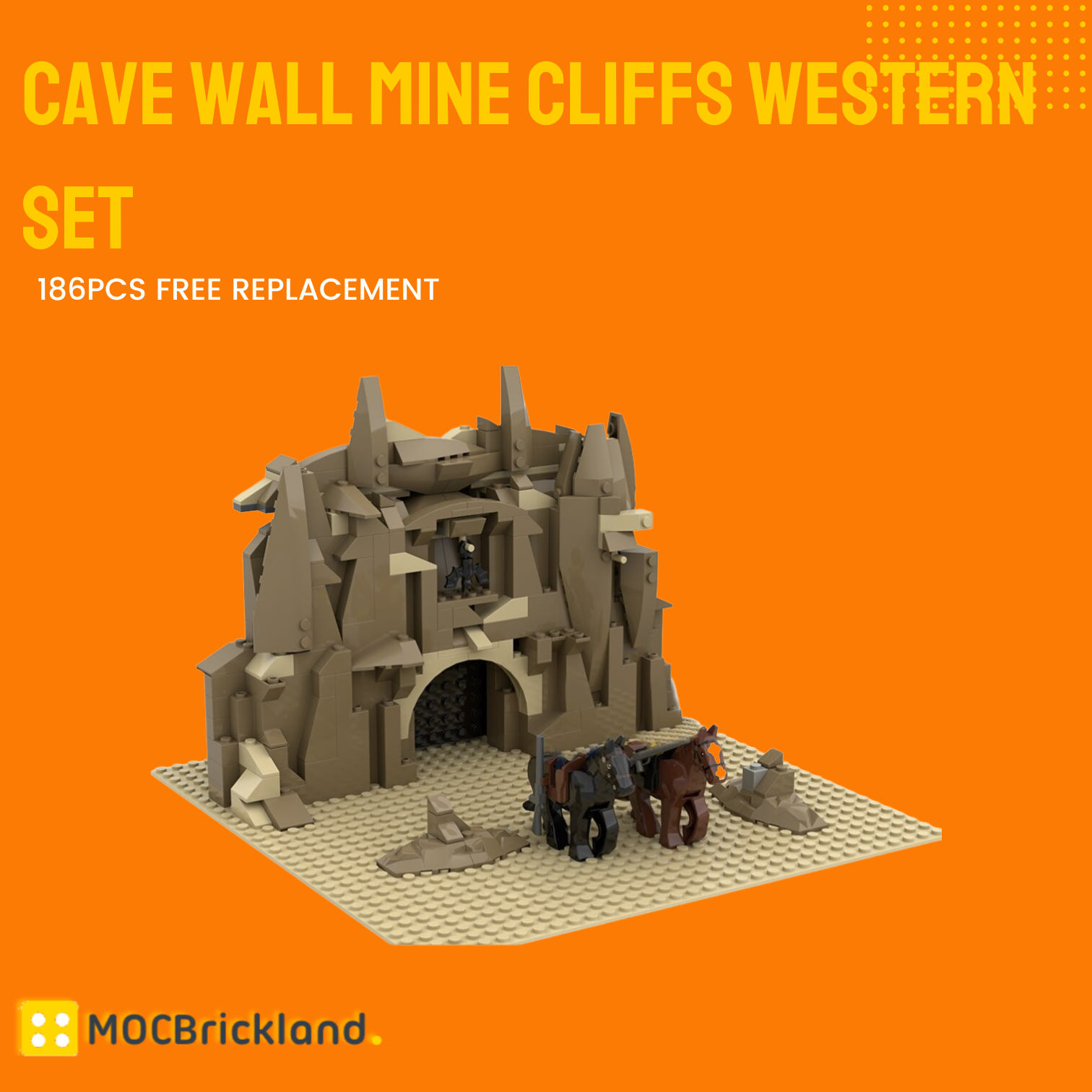 Cave Wall Mine Cliffs Western Set MOC-54574 Modular Building With 186pcs