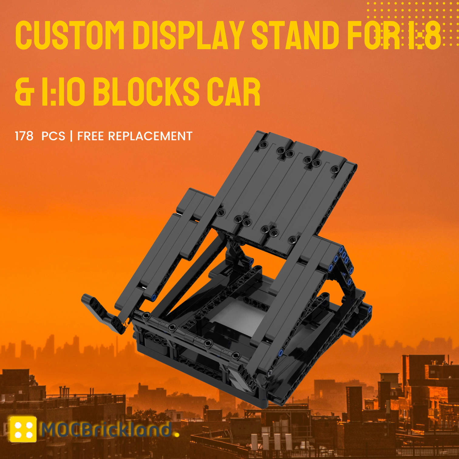 Custom Display Stand for 1:8 & 1:10 Blocks Car MOC-94312 Technic With 178pcs