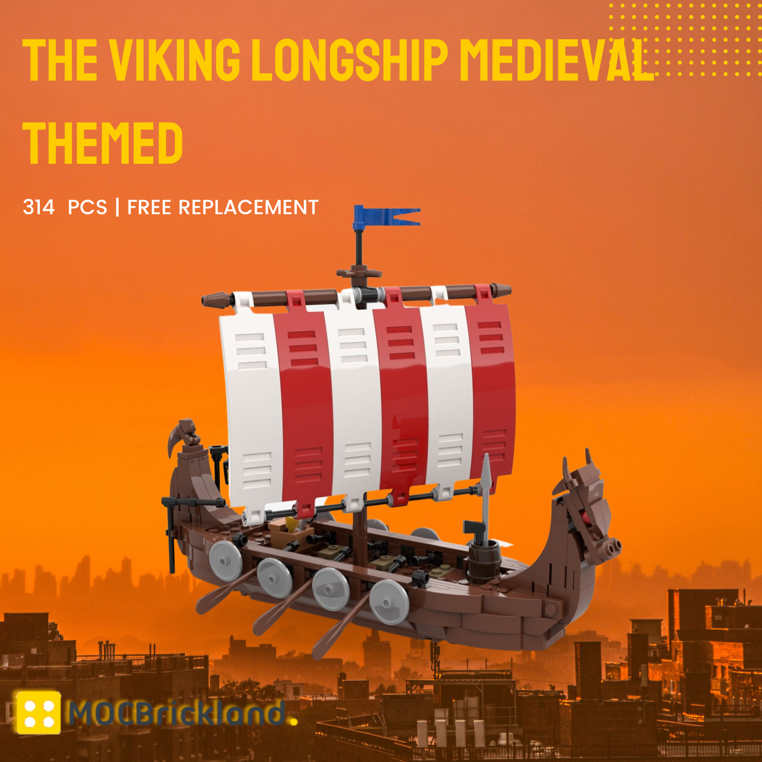 The Viking Longship Medieval Themed MOC-98225 Creator With 314 Pieces