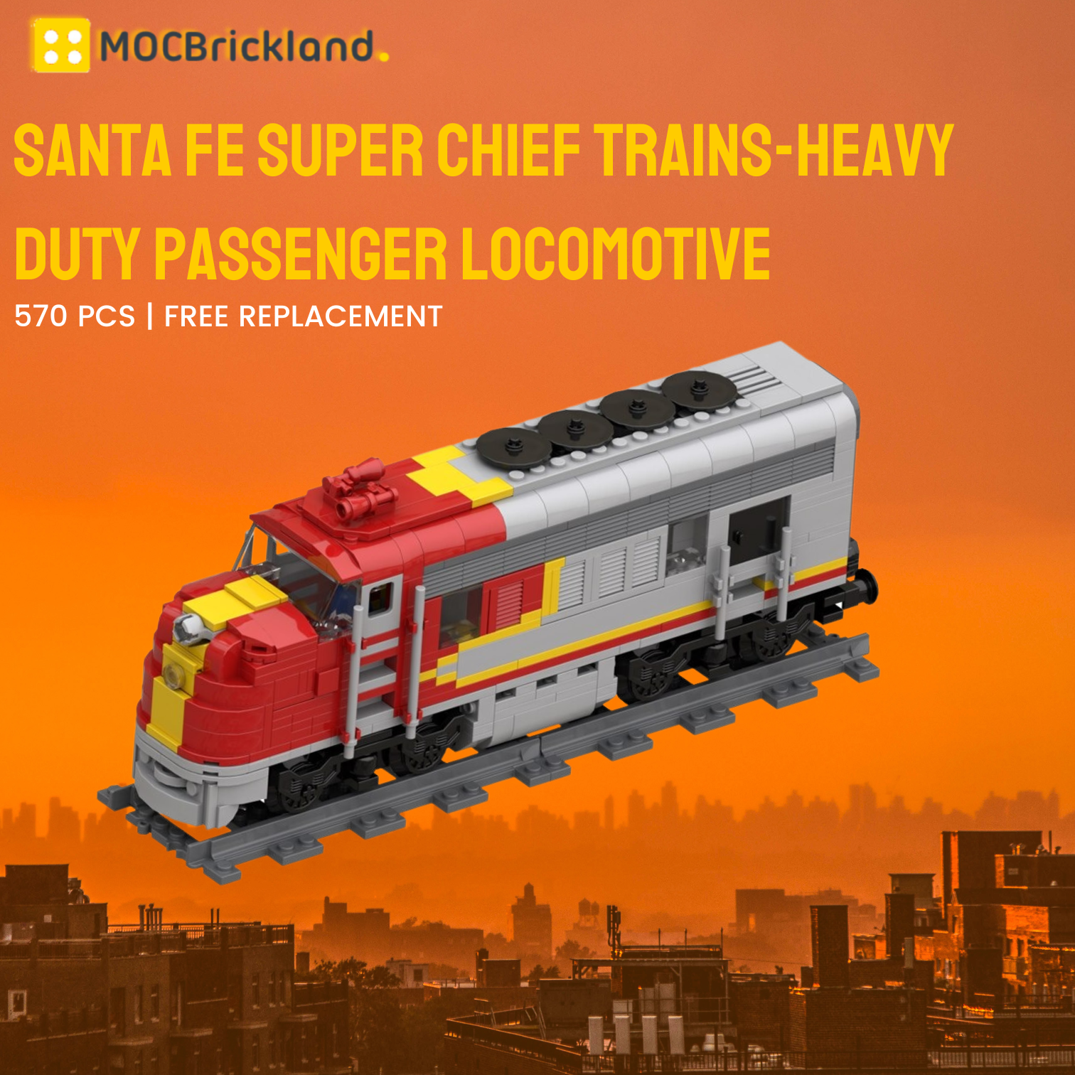 Santa Fe Super Chief Trains-Heavy Duty Passenger Locomotive MOC-54251 Technic With 570 Pieces