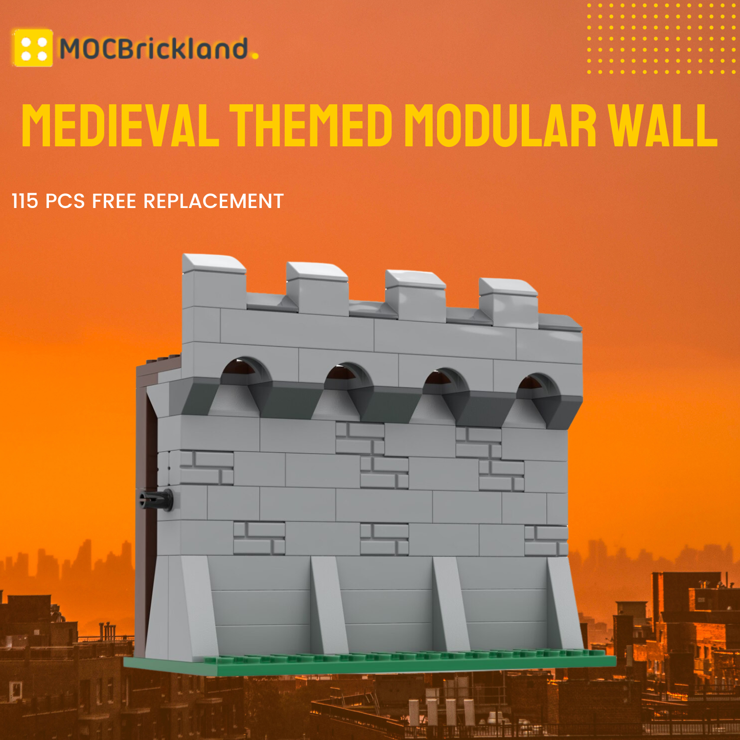 Medieval Themed Modular Wall MOC-77852 Modular Building With 115 Pieces