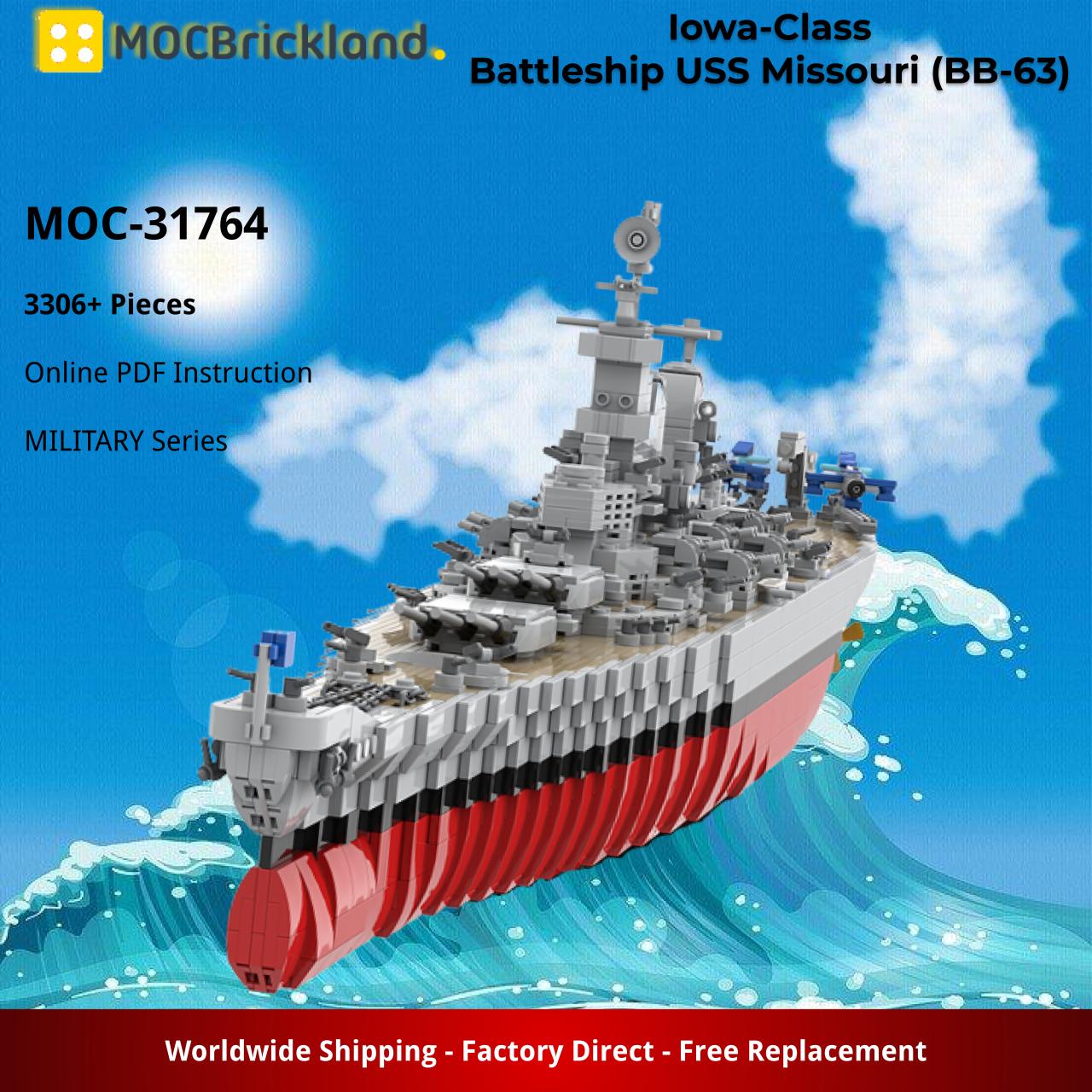 helt seriøst Hviske Gå op Iowa-Class Battleship USS Missouri (BB-63) MILITARY MOC-31764 WITH 3306  PIECES - MOC Brick Land