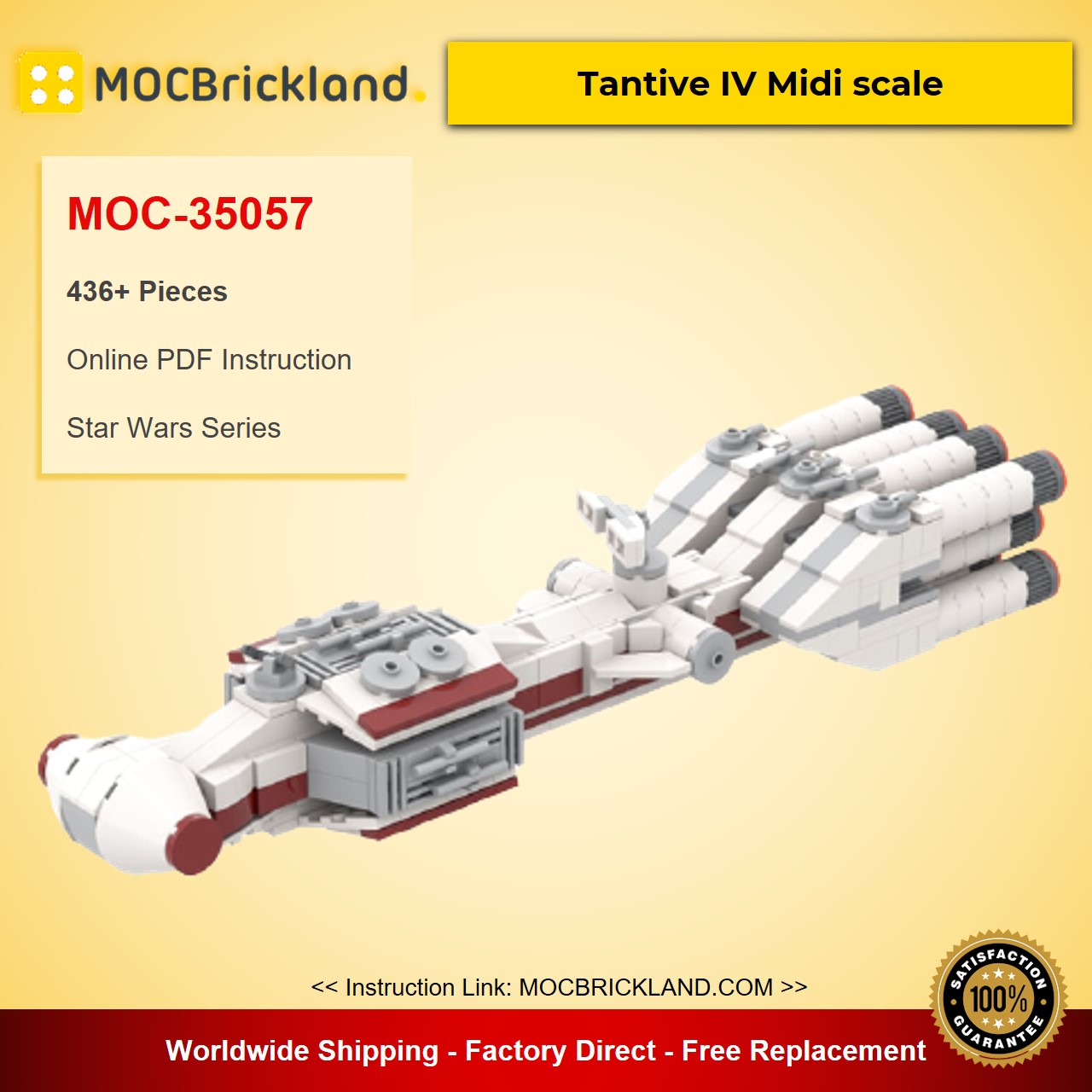 Tantive IV Midi scale MOC-35057 Star Wars Designed By @Bas_Solo_Bricks1988 With 436 Pieces