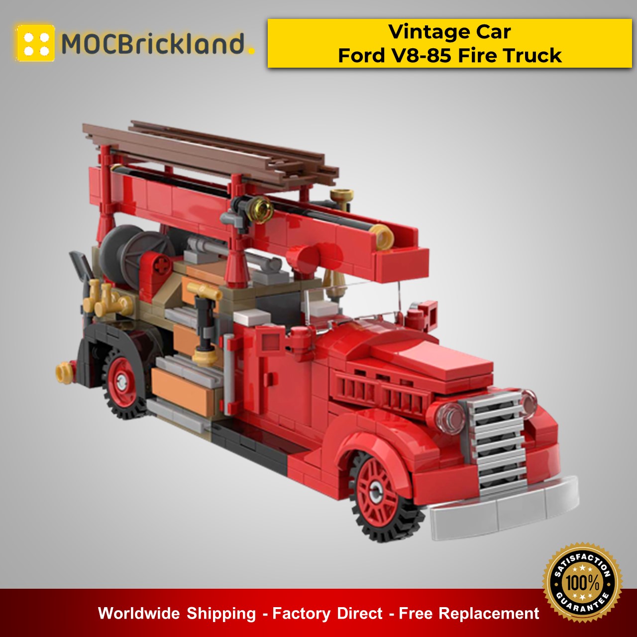 MOC-35195 Vintage Car – Ford V8-85 Fire Truck Technic Designed By SugarBricks With 404 Pieces