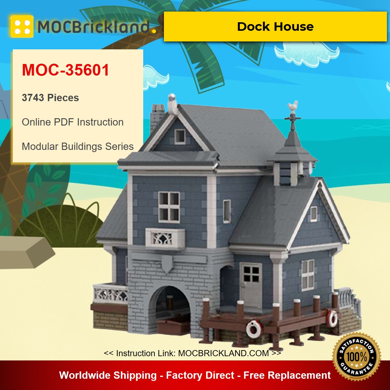 Dock House MOC-35601 Modular Buildings Designed By jepaz With 3743 Pieces