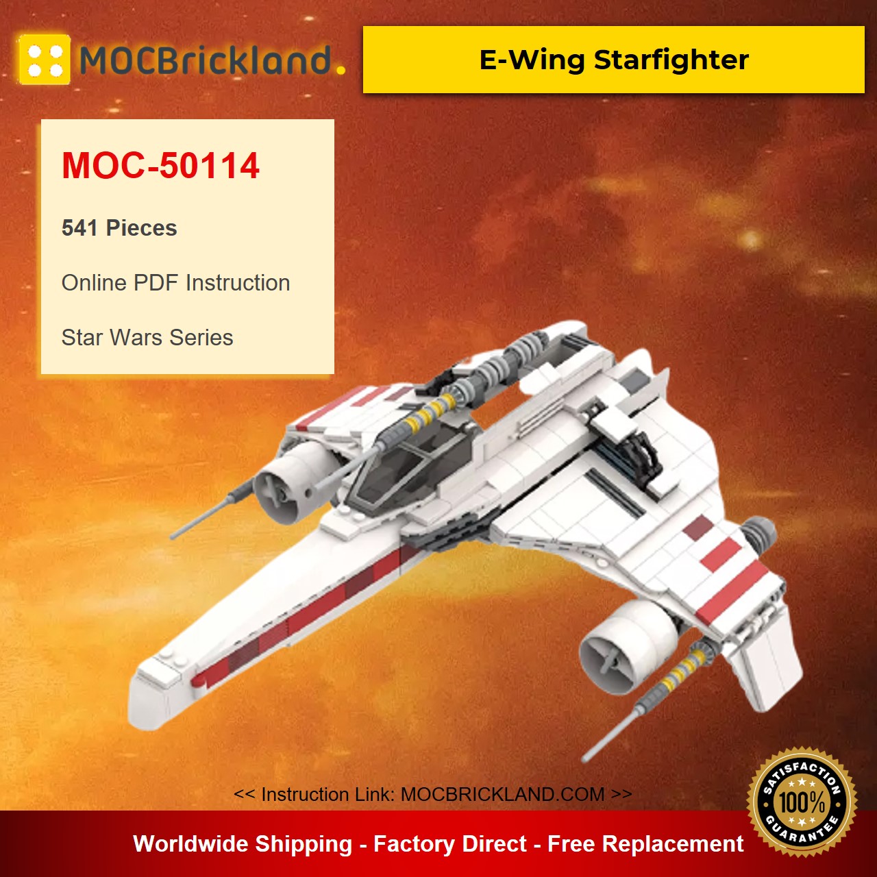 MOC-50114 Star Wars E-Wing Starfighter Designed By NeoSephiroth With 541 Pieces