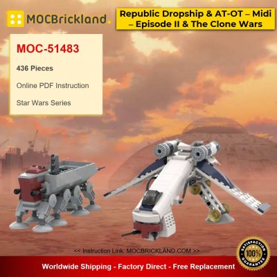 Republic Dropship & AT-OT – Midi – Episode II & The Clone Wars MOC-51483 Star Wars Designed By 6211 With 436 Pieces
