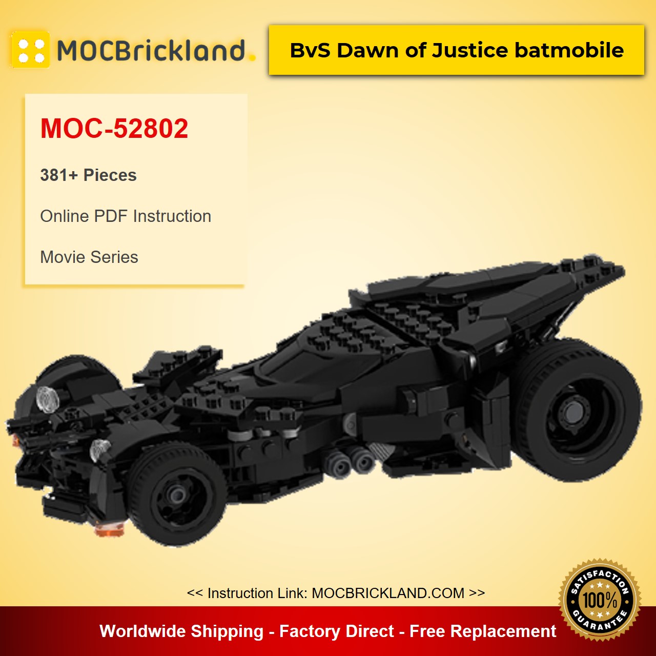 BvS Dawn of Justice batmobile MOC-52802 Movie Designed By Gervant_Riviiskiy With 381 Pieces 