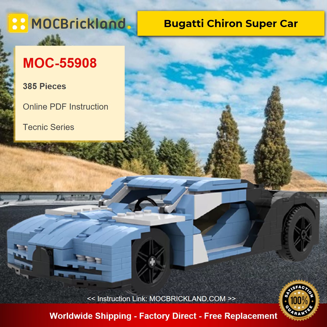 MOC-55908 Technic Bugatti Chiron Super Car Designed By Giganbrick With 385 Pieces