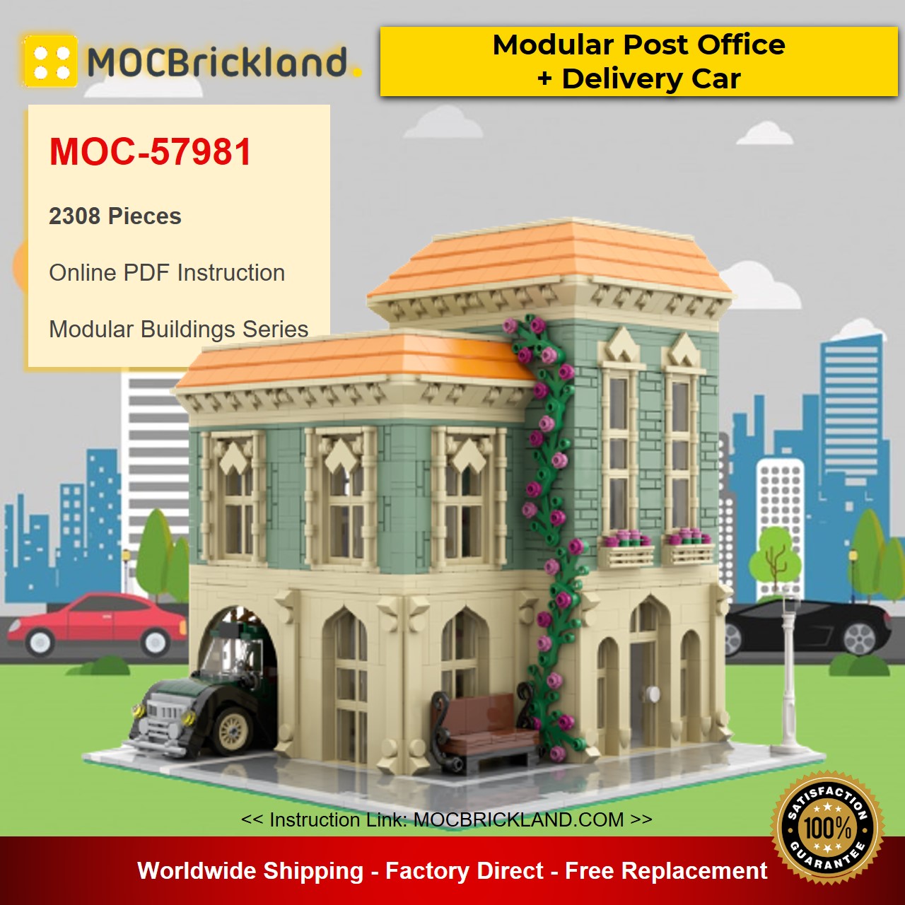 Modular Post Office + Delivery Car MOC-57981 Modular Buildings Designed By MOCExpert With 2308 Pieces 