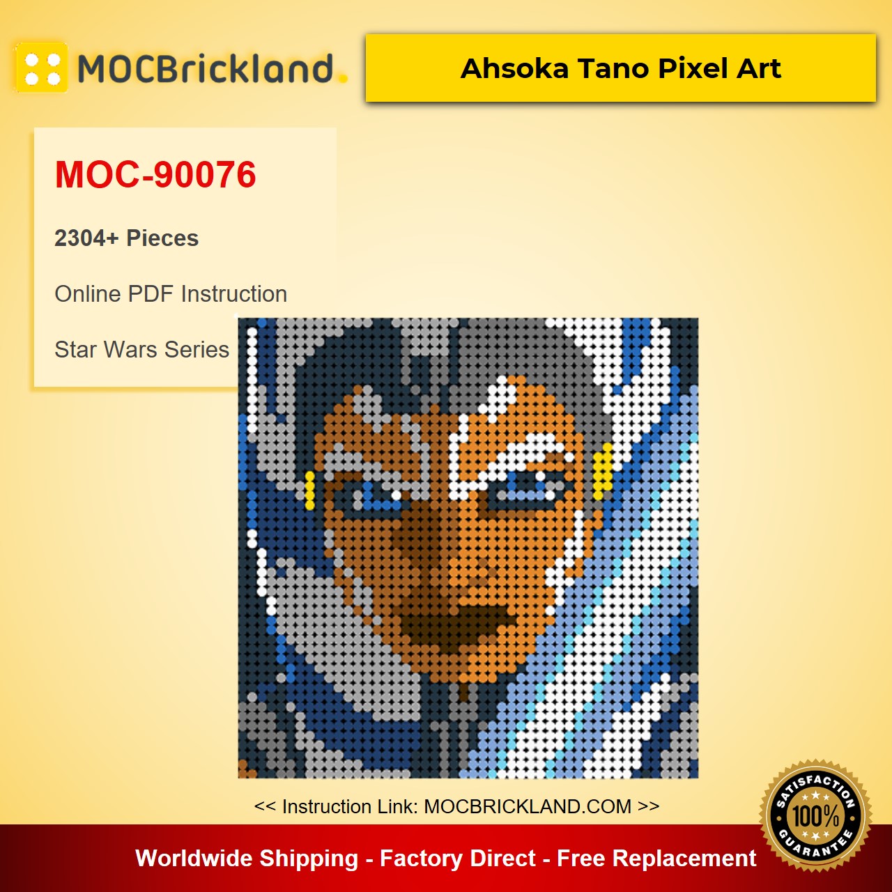 Ahsoka Tano Pixel Art MOC-90076 Star Wars With 2304 Pieces 
