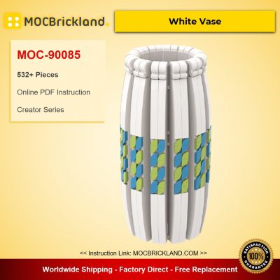 Blue, Black and White Vase Compatible with LEGO Flower Bouquet 10280, 40461 and 40460 MOC-90084-90085-90086 Creator With 532 Pieces