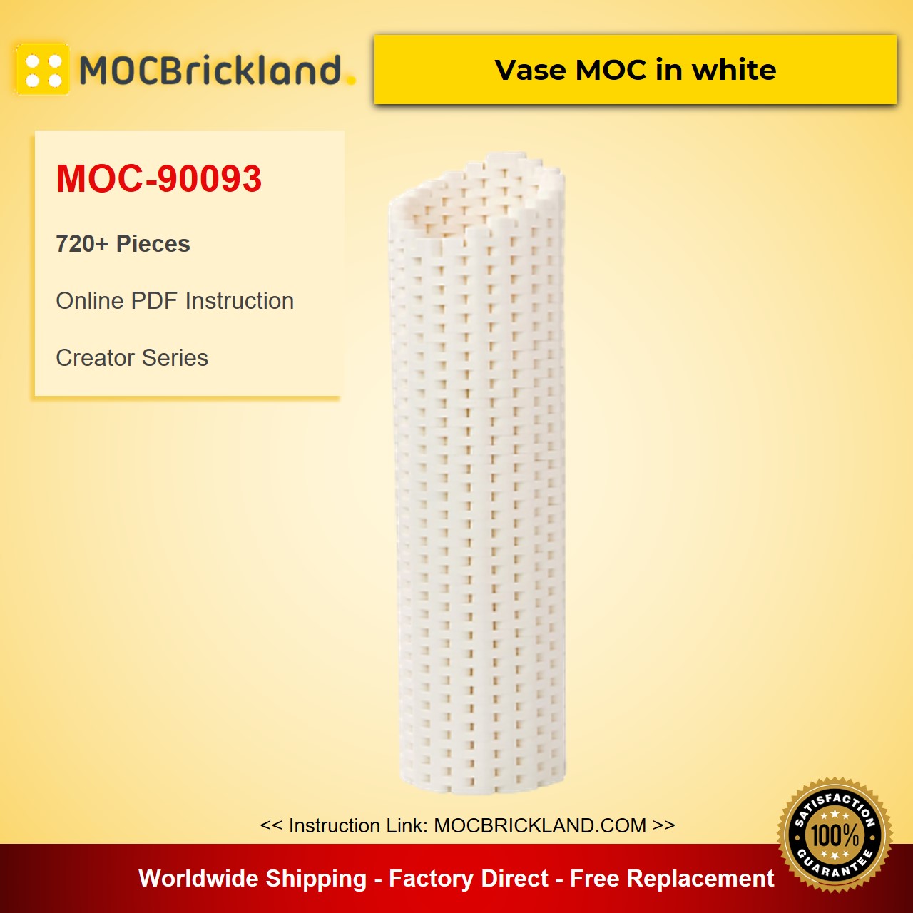 Vase MOC in white Compatible with LEGO Flower Bouquet #10280, #40461, and 40460 MOC-90093 Creator With 720 Pieces