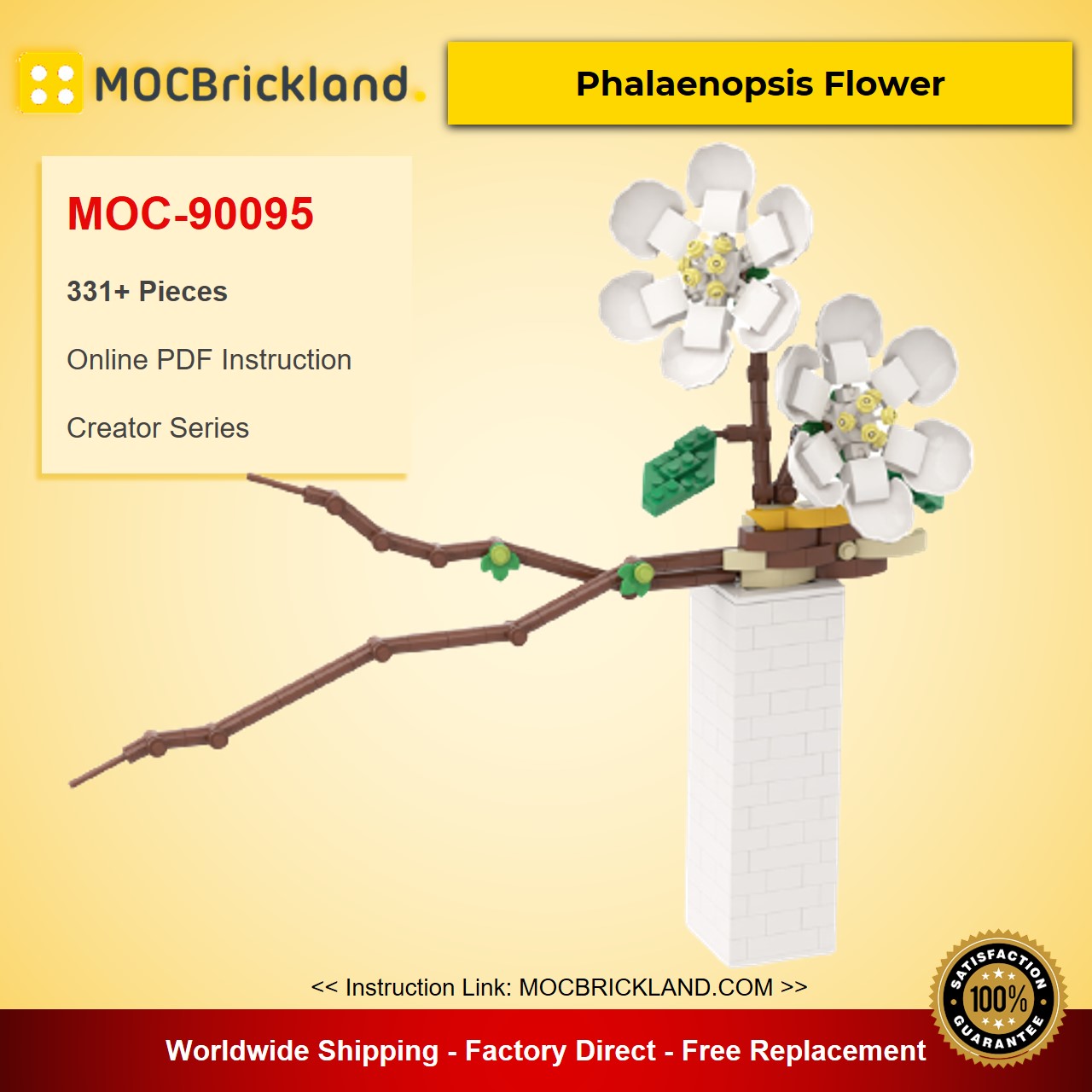 Phalaenopsis Flower MOC-90095 Creator With 331 Pieces 
