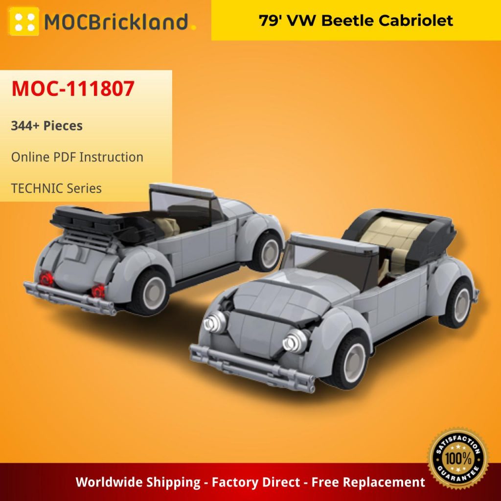 79′ VW Beetle Cabriolet MOC-111807 Technic with 344 Pieces