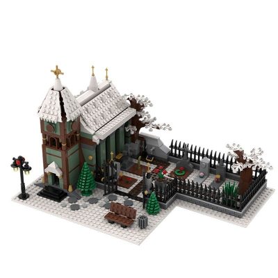 Winter Village Church with Graveyard Modular Building MOC-31149 with 906 pieces