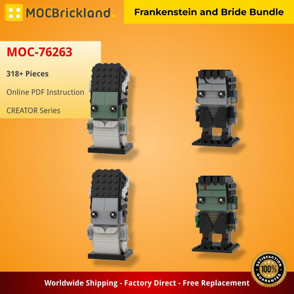 Frankenstein and Bride Bundle MOC-76263 Creator with 318 Pieces