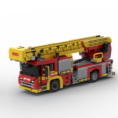 London Fire Brigade LFB – Scania 32M Turntable Ladder Technician MOC-86254 with 1079 pieces