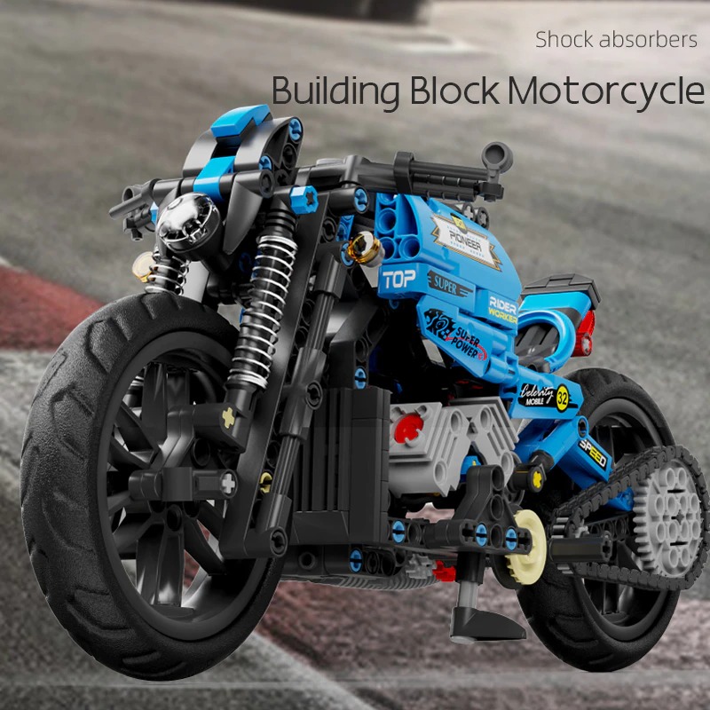 Blue Racing Motorcycle Technician MOC-89698 with 469 pieces Blue Racing Motorcycle Technician MOC-89698 with 469 pieces