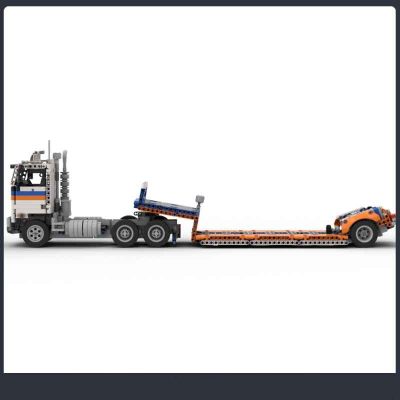 Cabover Semi-Truck and Lowboy Trailer (42128 B-Model) Technician MOC-96572 with 1377 pieces