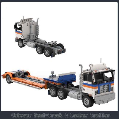 Cabover Semi-Truck and Lowboy Trailer (42128 B-Model) Technician MOC-96572 with 1377 pieces