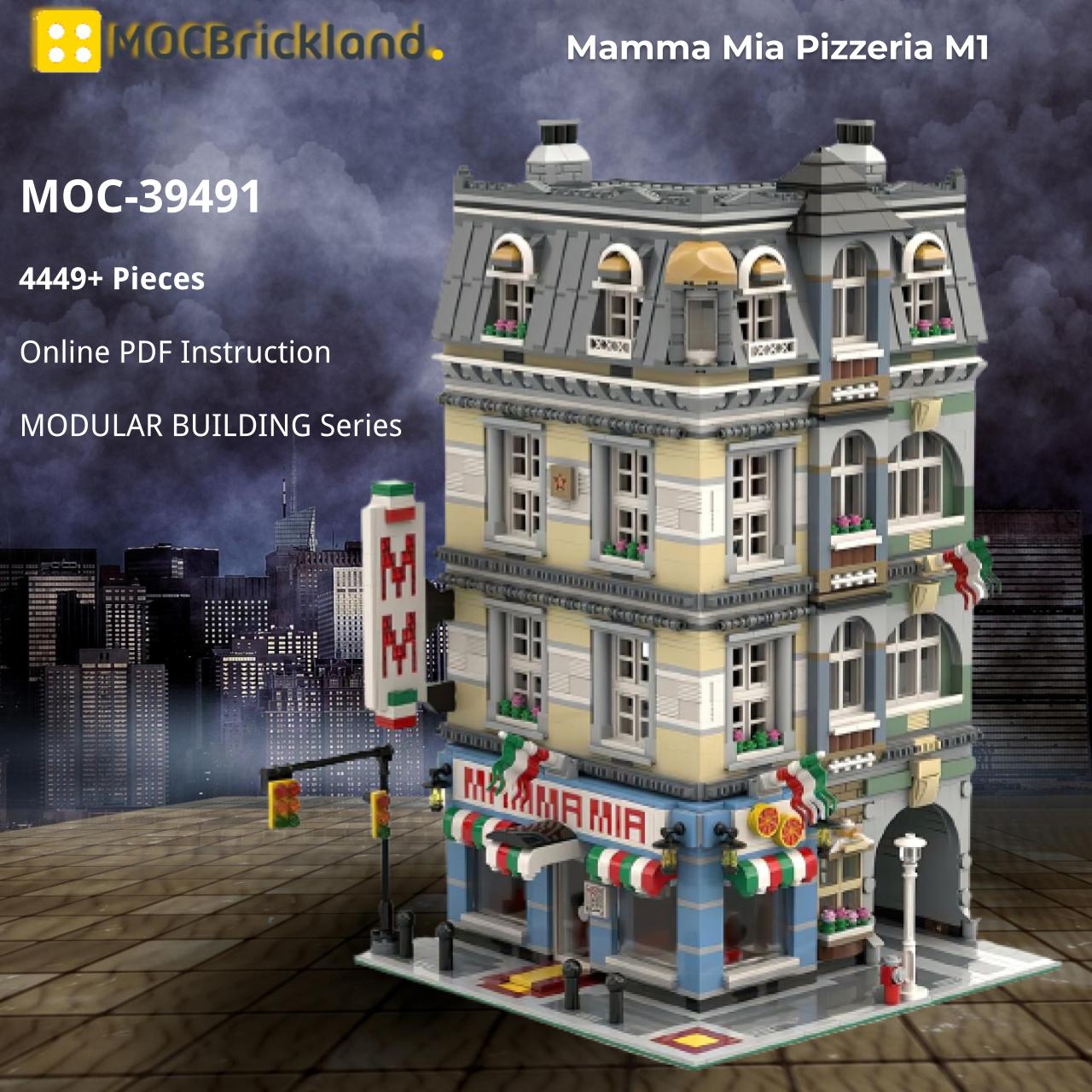 Mamma Mia Pizzeria M1 MODULAR BUILDING MOC-39491 by Magdatoys WITH 4449 PIECES