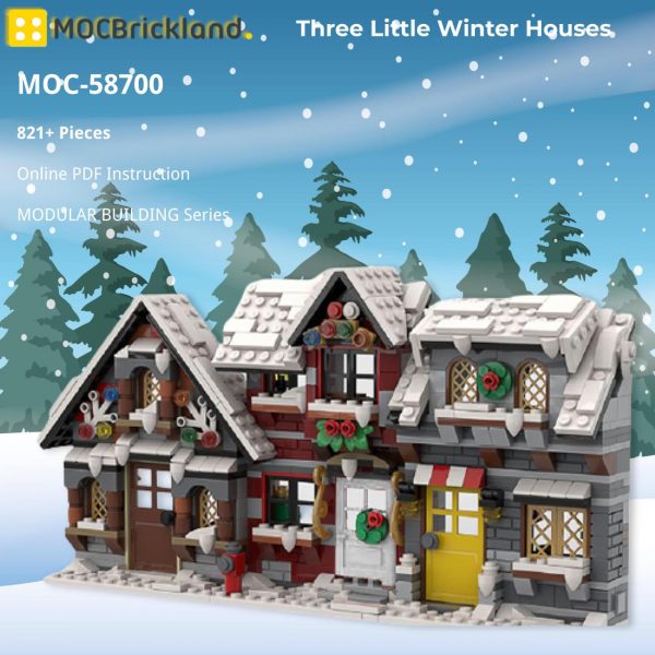 Three Little Winter Houses MODULAR BUILDING MOC-58700 by Little_Thomas WITH 821 PIECES