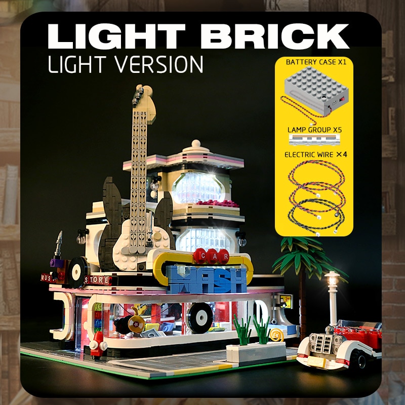 Guitar Shop With LED Light Modular Building MOULD KING 16002 with 2168 pieces Guitar Shop With LED Light Modular Building MOULD KING 16002 with 2168 pieces