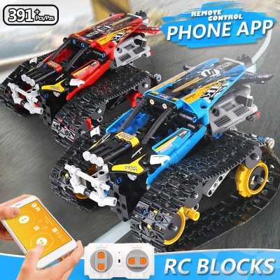 Mini Tank RC Track Stunt Car Red Military MOULD KING 13036 with 391 pieces