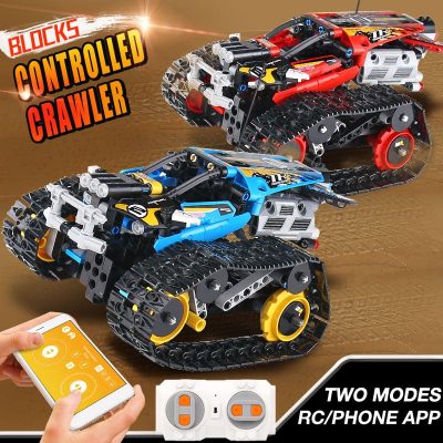 Mini Tank RC Track Stunt Car Red Military MOULD KING 13036 with 391 pieces