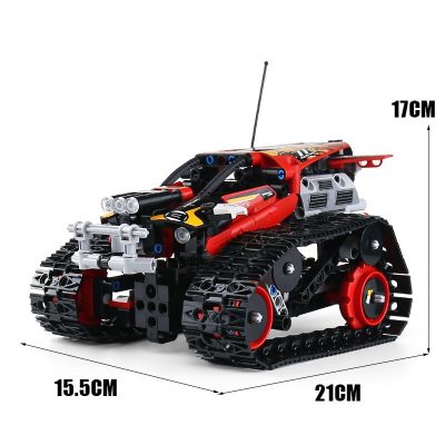 Mini Tank RC Track Stunt Car Red Military MOULD KING 13036 with 391 pieces