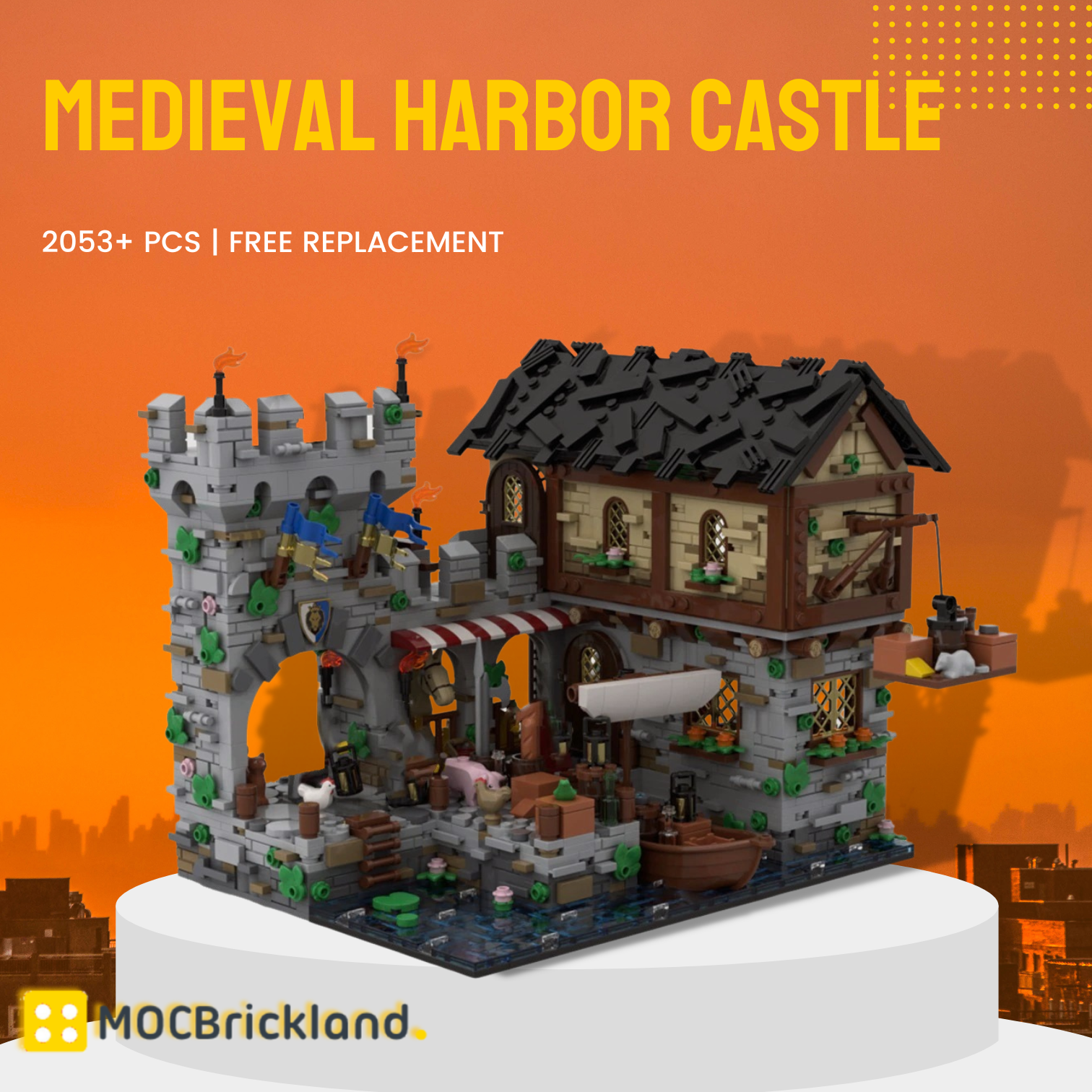 Medieval Harbor Castle MOC-124794 Modular Building With 2053PCS