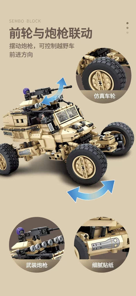 Incarnation Jumping Spider SUV Sembo 704951 Military with 1182 Pieces