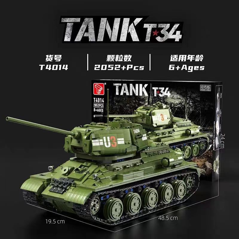 RC Military Armed T34 Medium Tank TGL T4014 Military with 2052 Pieces