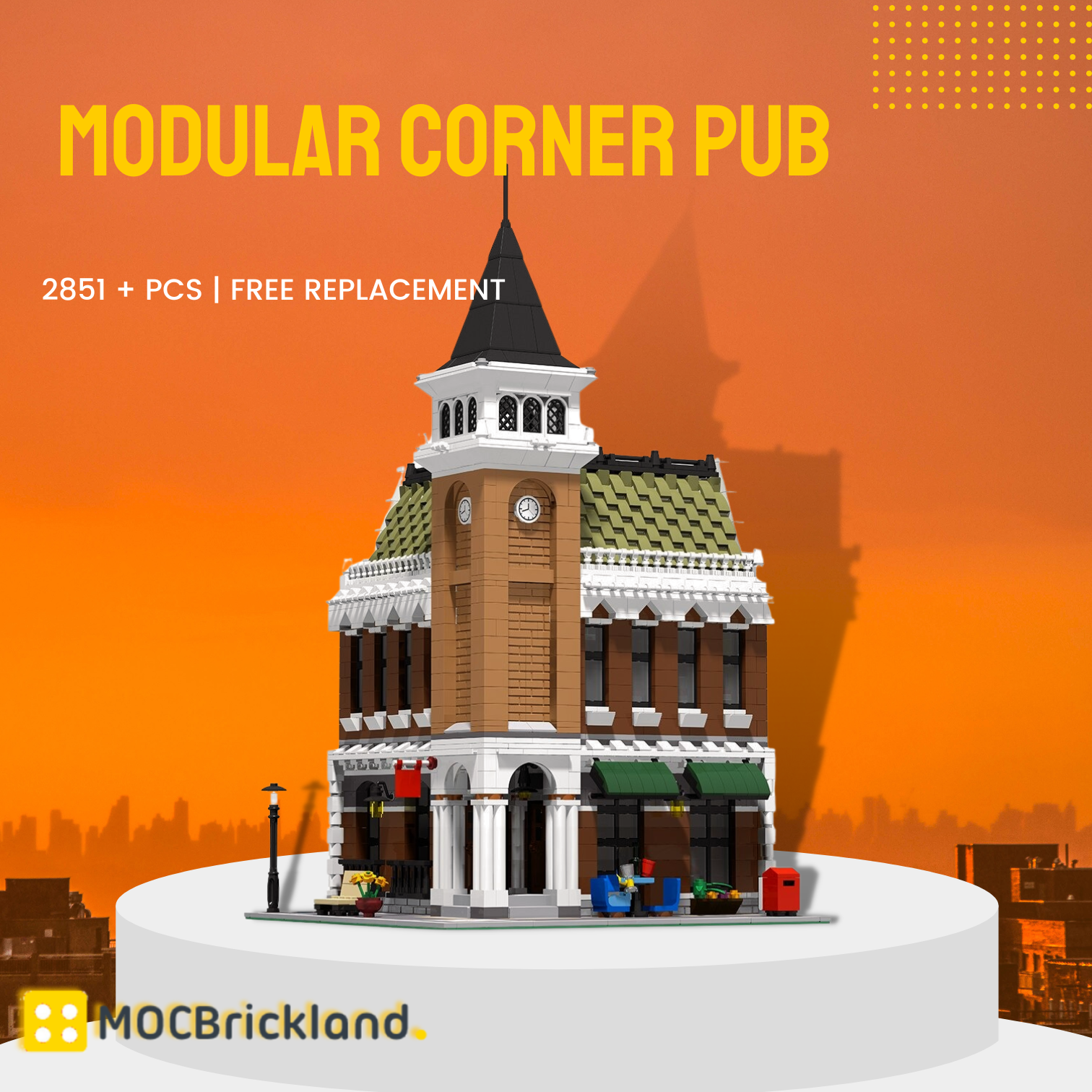 Modular Corner Pub MOC-118705 Modular Building With 2851 Pieces