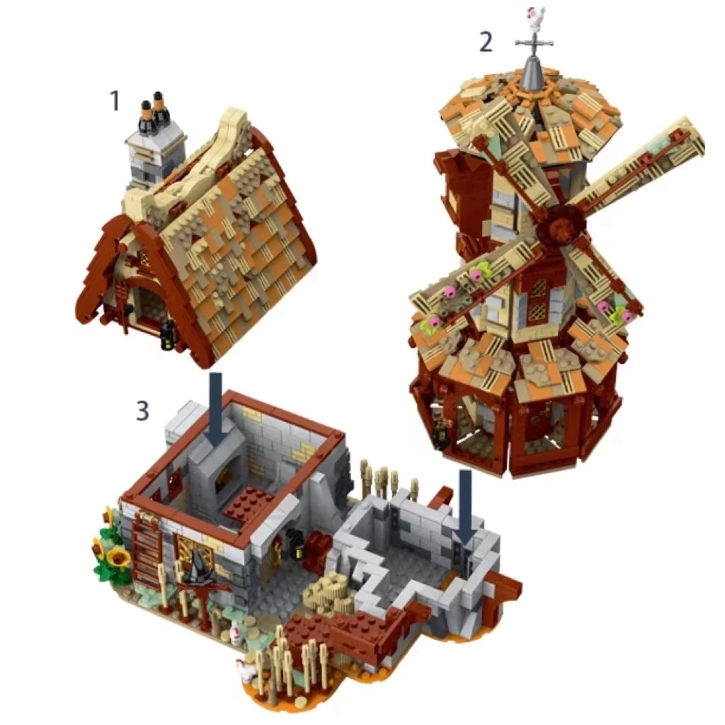 Medieval Windmill Mork 033009 Modular Building with 2808 pieces