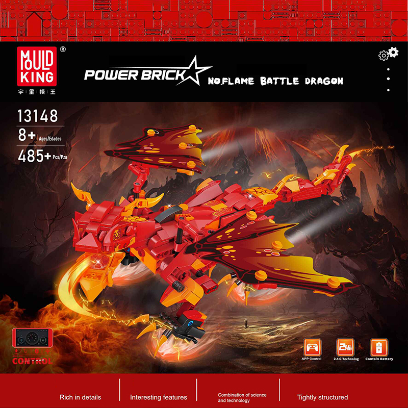 MK3 Power Flame Battle Dragon Mould King 13148 Creator with 485 Pieces