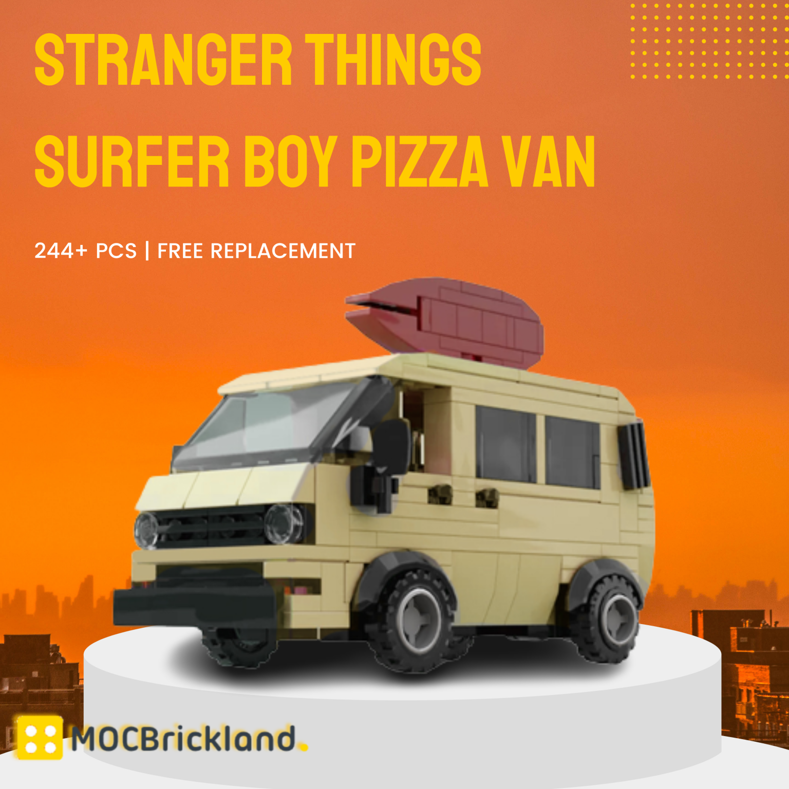 Stranger Things Surfer Boy Pizza Van MOC101026 Movie with 244 Pieces